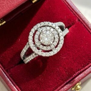 925 Sterling Silver Cubic Zircon Sparkling
Double Halo Ring Size 7